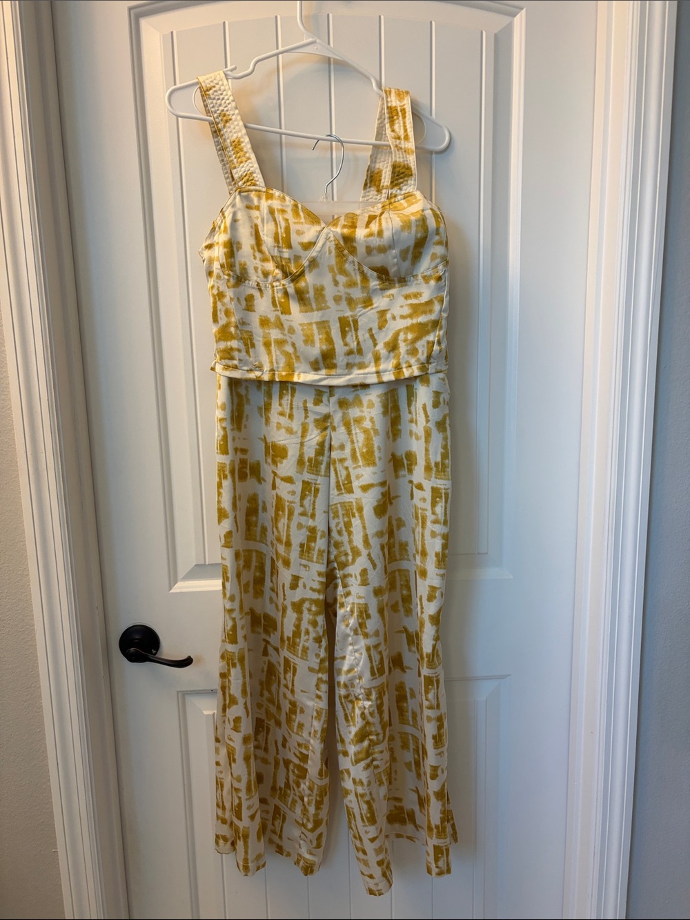 Rose & Olive Yellow-Print Wide Leg Jumpsuit